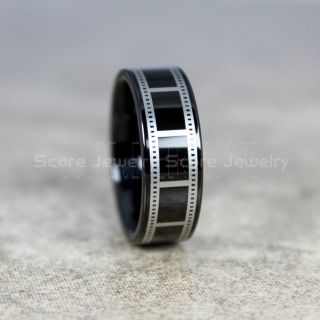 Filmstrip Ring, Photography Ring, Camera Ring, Lens Ring, Camera Lens Ring, Black Ring, Black Tungsten Wedding Band, Black Wedding Band
