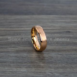 Rose Gold Ring, Rose Gold Wedding Band, Classic 6mm 14K Rose Gold Tungsten Ring, Rose Gold Tungsten Wedding Band, Rose Gold Tungsten Wedding Ring