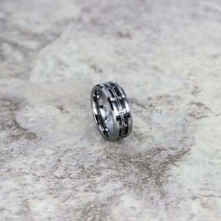 Christian Ring, Cross Ring, Silver Tungsten Band with Beveled Edge Christian Cross Ring, Christian Cross Jewelry, Religion Ring, Silver Tungsten Couple Ring, Christian Cross Jewelry, Silver Tungsten Wedding Band, Religious Jewelry