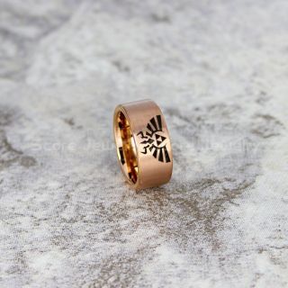 Legend of Zelda Ring, Zelda Wedding Ring, Zelda Wedding Band, 14K Rose Gold Tungsten Ring, Rose Gold Wedding Band, Rose Gold Ring, Gamer Ring
