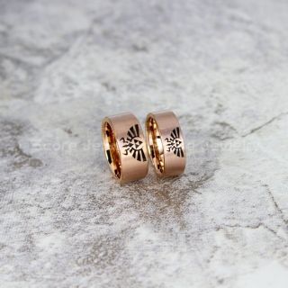Zelda Rings, Gamer Rings, 2 Piece Couple Set Legend of Zelda Rings, Zelda Wedding Rings, Zelda Wedding Bands, Rose Gold Tungsten Rings, Rose Gold Wedding Bands