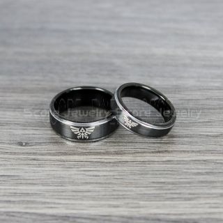 Zelda Ring, Legend of Zelda Ring, Zelda Wedding Ring, Zelda Wedding Band, Black Tungsten Ring, Black Wedding Band
