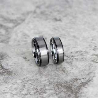 Classic Silver Tungsten Rings, Silver Tungsten Wedding Bands, 2 Piece Couple Set Silver Wedding Bands, Silver Wedding Rings, Silver Tungsten Wedding Rings