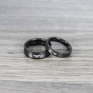 Zelda Rings, 2 Piece Couple Set Legend of Zelda Rings, Zelda Wedding Rings, Zelda Wedding Bands, Black Tungsten Rings, Black Wedding Bands
