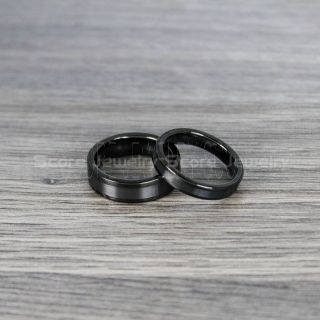 Classic 8mm & 6mm Black Tungsten Rings with Flat Edge, 2 Piece Couple Set Black Tungsten Wedding Bands, Black Wedding Bands, Black Wedding Rings, Black Tungsten Wedding Rings