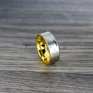 Fishing Ring, Fish Hook Ring, Yellow Gold Tungsten Ring, Yellow Gold Wedding Band, Hunting Ring, Fish Hooks Wedding Band, Yellow Gold Tungsten Wedding Band