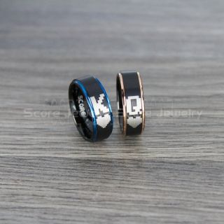 King and Queen Rings, King & Queen Rings, King Queen Wedding Ring, King Queen Wedding Bands, King Ring, Queen Ring, Matching Ring Set, 2 Piece Couple Set Blue Tungsten Rings King & Queen Ring