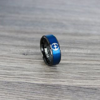 Bat Ring, Bat Jewelry, Black Bat Ring, Bat Wedding Band, Blue Wedding Band, Blue Tungsten Ring, Black Wedding Band