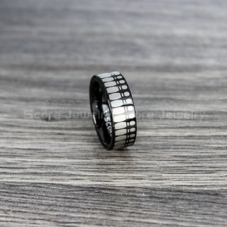 Bowling Ring, Bowling Pins Ring, Bowling Jewelry, Black Wedding Band, Black Tungsten Ring, Black Ring