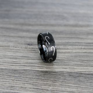 Fishing Ring, Fish Hook Ring, Black Tungsten Ring, Black Wedding Band, Hunting Ring, Fish Hooks Wedding Band, Black Tungsten Wedding Band