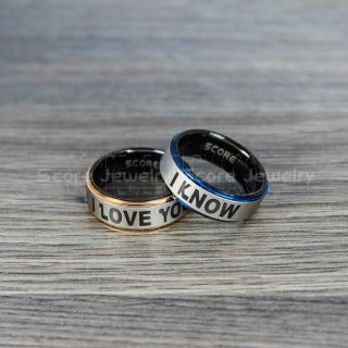 Star Wars Rings, 2 Piece Couple Set Star Wars Rings, Star Wars Wedding Bands, I Love You I Know Ring, Black Wedding Rings, Black Tungsten Bands, Star Wars Wedding Bands