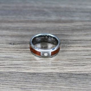 Koa Wood Ring, Koa Wood Wedding Band, 8mm Silver Tungsten Band Koa Wood Inlay, Silver Wedding Ring, Silver Wedding Band, Silver Wood Ring