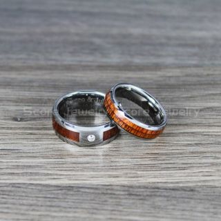Redwood Rings, 2 Piece Couple Set Redwood Wedding Bands, Silver Tungsten Bands with Redwood Inlay, Silver Wedding Rings, Silver Wedding Bands, Silver Wood Rings