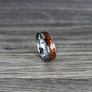 Koa Ring, Koa Wood Ring, Koa Wood Wedding Band, 6mm Silver Wedding Band, Silver Tungsten Ring
