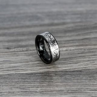 Zelda Ring, Gamer Ring, Legend of Zelda Ring, Zelda Wedding Ring, Zelda Wedding Band, Black Tungsten Ring, Black Wedding Band