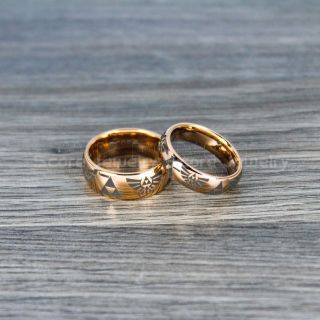 Zelda Rings, Gamer Rings, 2 Piece Couple Set Legend of Zelda Rings, Zelda Wedding Rings, Zelda Wedding Bands, Rose Gold Tungsten Rings, Rose Gold Wedding Bands