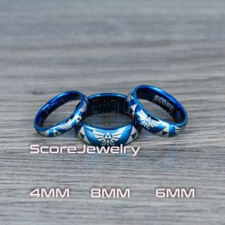 Zelda Rings, Blue Legend of Zelda Rings, Zelda Wedding Rings, Zelda Wedding Bands, Blue Tungsten Rings, Blue Wedding Bands