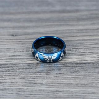 Legend of Zelda Ring, Zelda Triforce Ring, Blue Zelda Wedding Ring, Blue Tungsten Zelda Wedding Band, Blue Tungsten Ring, Blue Wedding Band, Gamer Ring
