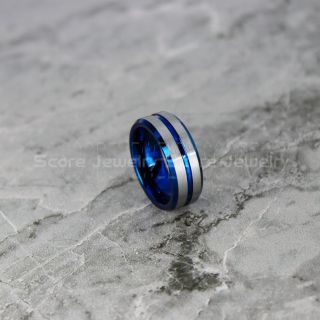 Silver Ring, Silver Wedding Band, Silver Tungsten Ring, Silver Tungsten Wedding Band with Blue Groove, Silver Wedding Band, Silver Wedding Ring, Silver Tungsten Wedding Band