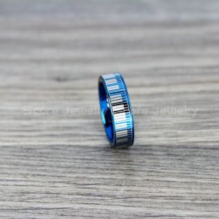 Piano Ring, Piano Jewelry, Piano Key Ring, Piano Key Jewelry, Music Ring, Music Wedding Ring, Music Jewelry, Blue Tungsten Ring, Blue Ring, Blue Wedding Band