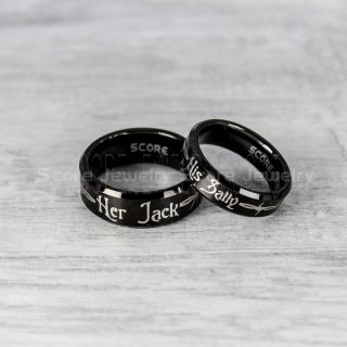 Jack and Sally Rings, Jack and Sally Wedding Bands, Black Tungsten Rings, Black Tungsten Wedding Bands, Jack and Sally Wedding Rings