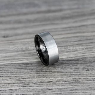 Classic 8mm Black Tungsten Ring with Flat Edge, Black Tungsten Wedding Band, Black Wedding Band, Black Wedding Ring, Black Tungsten Wedding Ring