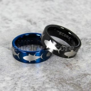 Tuna Ring, Bluefin Tuna Ring, Tuna Jewelry, Fishing Ring, Fish Hook Ring, Blue Tungsten Ring, Blue Wedding Band, Hunting Ring, Fish Hooks Wedding band