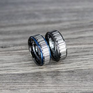 Barcode Rings, Black Tungsten Rings with Step Edge, 2 Piece Couple Set Black Tungsten Wedding Bands, Customized Barcode Rings, Black Wedding Bands, Black Wedding Rings, Black Tungsten Wedding Rings