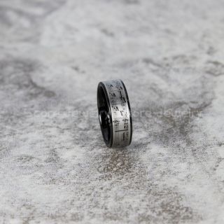 Music Ring, Music Sheet Ring, Music Jewelry, Piano Ring, Black Tungsten Ring, Black Ring, Black Wedding Band, Treble Clef Note Ring, Music Notes Ring