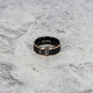 Nautical Ring, Ship Wheel Ring, Anchor Ring, Black Anchor Ring, Black Tungsten Ring, Black Nautical Ring, Ship Wheel Anchor Black Wedding Band, Black Ship Wheel Anchor Tungsten Ring
