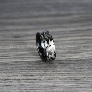 Camo Ring, Camouflage Ring, Military Ring, Black Tungsten Ring, Black Tungsten Band, Military Wedding Band, Army Wedding Ring