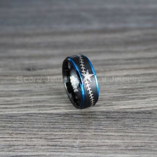 Baseball Ring, Baseball Ring, Baseball Stitch Pattern Ring, Black Tungsten Ring, Black Ring, Black Wedding Band, Black Wedding Ring, Baseball Stitch Ring, Black Tungsten Band