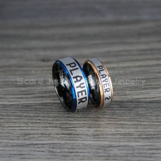 Player 1 Player 2 Rings, Gamer Rings, Black Tungsten Rings, Black Wedding Bands, Couple Ring Set Gamer Rings