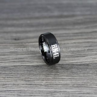 RN4L Ring, Oakland Ring, Football Ring, 8mm Black Tungsten Ring, Black Wedding Band, Black Wedding Ring, Black Tungsten Wedding Band