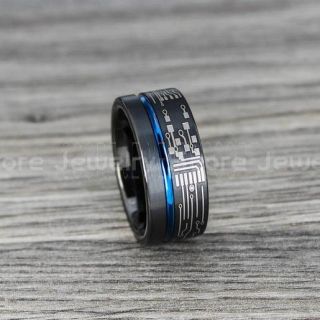 Circuit Ring, Circuit Board Ring, Black Tungsten Ring, Black Tungsten Wedding Ring, Black Tungsten Wedding Band, Geek Ring, Geek Jewelry, Black Wedding Ring