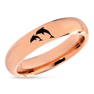 Dolphins Ring, Dolphin Heart Ring, Dolphin Wedding Ring, Dolphin Wedding Band, Marine Life Ring, Bottlenose Dolphins Ring, Rose Gold Tungsten Ring, Rose Gold Tungsten Wedding Band, Ocean Life Wedding Band