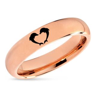 Dolphins Ring, Dolphin Heart Ring, Dolphin Wedding Ring, Dolphin Wedding Band, Marine Life Ring, Bottlenose Dolphins Ring, Rose Gold Tungsten Ring, Rose Gold Tungsten Wedding Band, Ocean Life Wedding Band