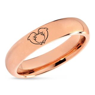Dolphins Ring, Dolphin Heart Ring, Dolphin Wedding Ring, Dolphin Wedding Band, Marine Life Ring, Bottlenose Dolphins Ring, Rose Gold Tungsten Ring, Rose Gold Tungsten Wedding Band, Ocean Life Wedding Band