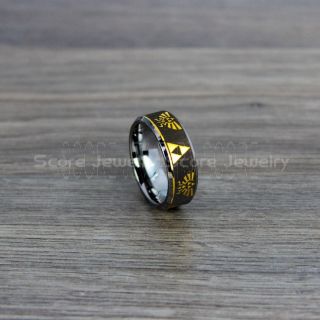Zelda Ring, Gamer Ring, Legend of Zelda Ring, Zelda Wedding Ring, Zelda Wedding Band, Silver Tungsten Ring, Black Wedding Band