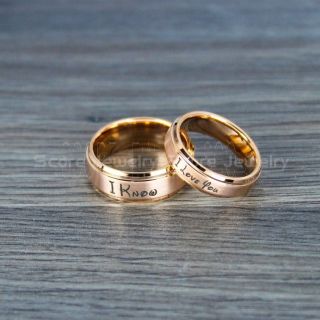 Star Wars Rings, Star Wars Jewelry, I Love You I Know Rings, 2 Piece Couple Set Star Wars Rings, Star Wars Wedding Bands, Matching I Love You I Know Rings, Rose Gold Wedding Rings, Rose Gold Tungsten Bands, Star Wars Wedding Bands