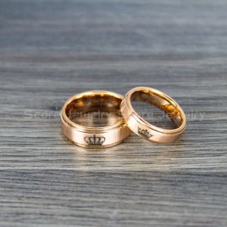 King and Queen Rings, King & Queen Rings, King Queen Wedding Bands, King Ring, Queen Ring, Matching Ring Set, 2 Piece Couple Set Rose Gold Tungsten Rings King & Queen Rings
