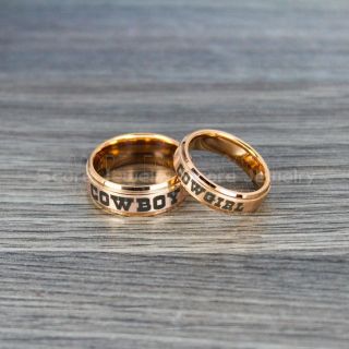 Cowboy and Cowgirl Rings, 14K Rose Gold Tungsten Cowboys Rings, 2 Piece Couple Set Cowboy and Cowgirl Ring, Cowboys Wedding Ring, Western Ring, Western Cowboys Ring