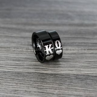 King and Queen Rings, King and Queen Jewelry, 2 Piece Couple Set Black Tungsten Bands with Flat Edge, King Ring and Queen Ring, Queen Rings, King Rings