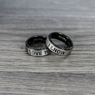 Star Wars Rings, Star Wars Jewelry, I Love You I Know Rings, 2 Piece Couple Set Star Wars Rings, Star Wars Wedding Bands, Matching I Love You I Know Rings, Black Wedding Rings, Black Tungsten Bands, Star Wars Wedding Bands