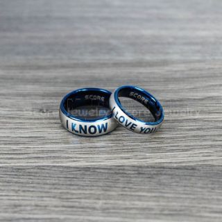 Star Wars Rings, I Love You I Know Rings, 2 Piece Couple Set Star Wars Rings, Star Wars Wedding Bands, Blue Wedding Rings, Blue Tungsten Bands, Star Wars Wedding Bands