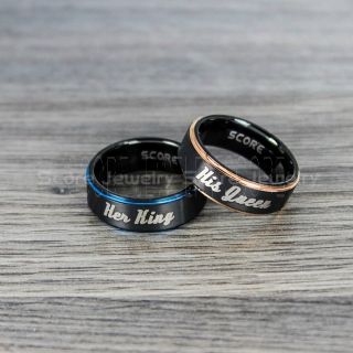 King and Queen Rings, King & Queen Rings, King of Spades & Queen of Hearts Rings, King Queen Wedding Bands, King Ring, Queen Ring, Matching Ring Set, 2 Piece Couple Set Black Tungsten Rings King & Queen Ring, 