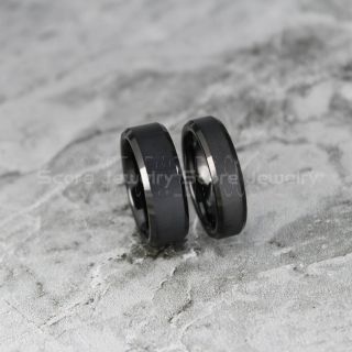 Black Tungsten Rings, Black Tungsten Wedding Bands, 2 Piece Couple Set Classic Black Wedding Bands Brushed Vertically Finish, Black Wedding Rings, Black Tungsten Wedding Rings