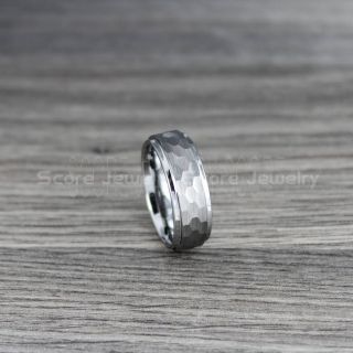 Hammered Ring, Hammered Wedding Band, Silver Wedding Band, Silver Hammered Tungsten Band, Silver Wedding Ring, Silver Tungsten Wedding Ring