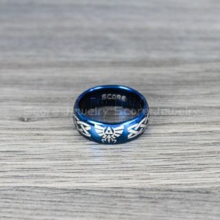 Legend of Zelda Ring, Zelda Wedding Ring, Zelda Wedding Band, Blue Tungsten Ring, Celtic Knot Ring, Blue Wedding Band