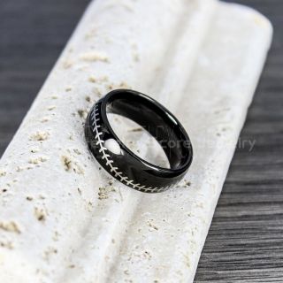 Baseball Ring, Baseball Ring, Baseball Stitch Pattern Ring, Black Tungsten Ring, Black Ring, Black Wedding Band, Black Wedding Ring, Baseball Stitch Ring, Black Tungsten Band